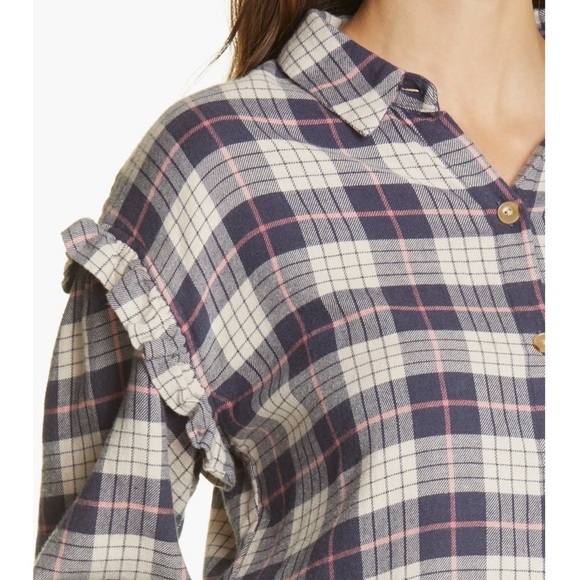 Rails willow ruffle sleeve flannel button up shirt size small - Picture 2 of 11